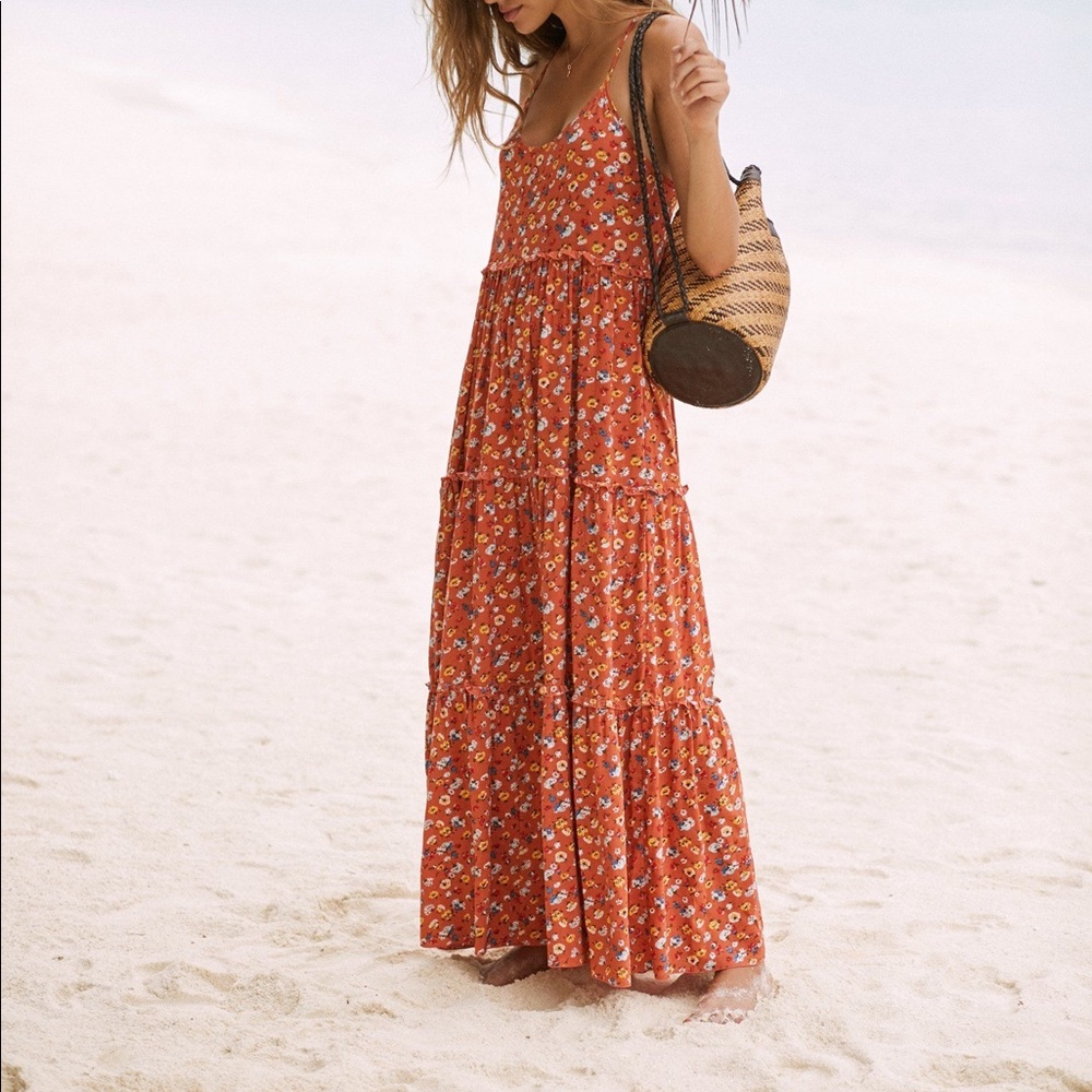 Augusta The Label Agnes Fleur Maxi Dress Rust